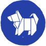 A blue dog symbol