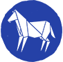 A blue horse symbol