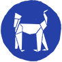 A blue monkey symbol