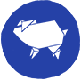 A blue pig symbol