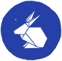 A blue rabbit symbol