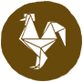 A brown rooster symbol
