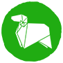 A green goat symbol