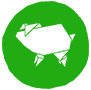 A green pig symbol