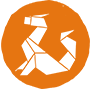 A orange dragon symbol
