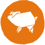 A orange pig symbol