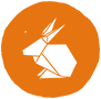 A orange rabbit symbol