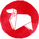 A red goat symbol A red goat symbol
