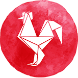 A red rooster symbol A red rooster symbol